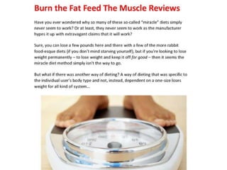 Burn The Fat Feed The Muscle Book
