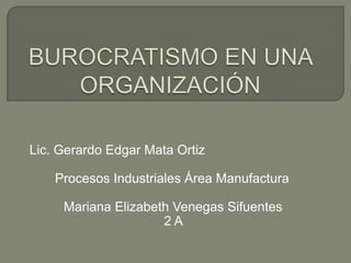 Lic. Gerardo Edgar Mata Ortiz
Procesos Industriales Área Manufactura

Mariana Elizabeth Venegas Sifuentes
2A

 