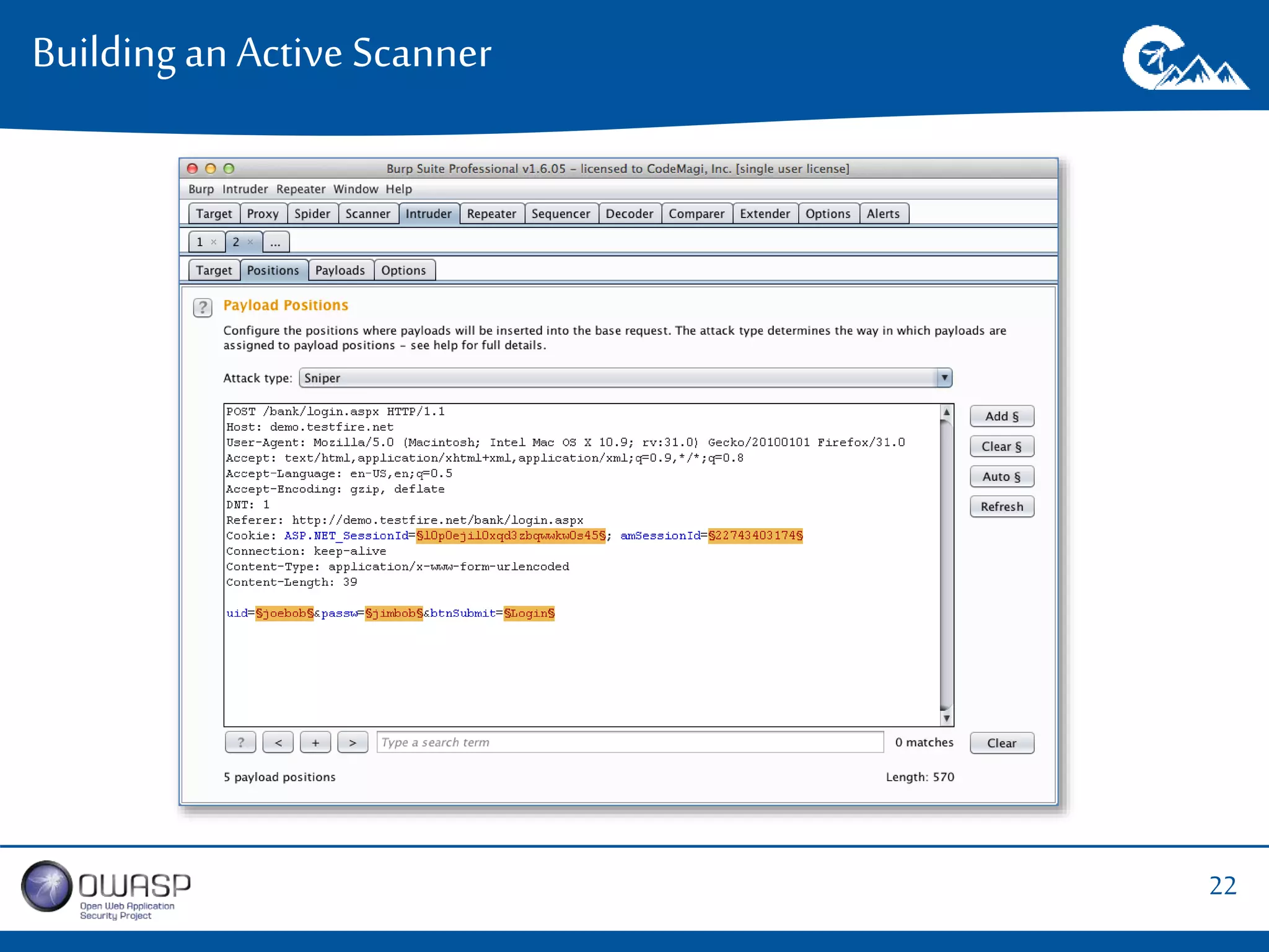 22 
Building an Active Scanner 
 