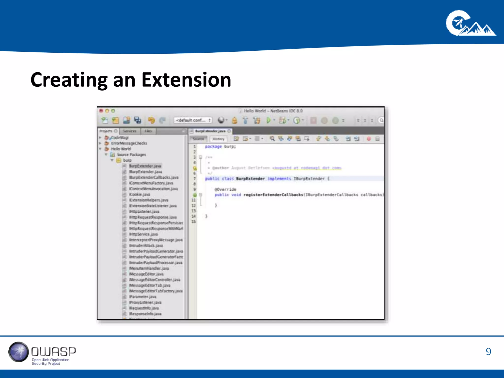 9 
Creating an Extension 
 