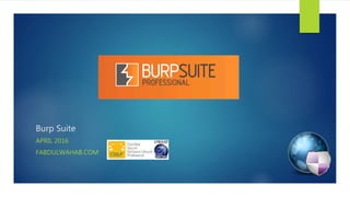 Burp Suite – Web Application Pen testing
APRIL 2016
FABDULWAHAB.COM
 
