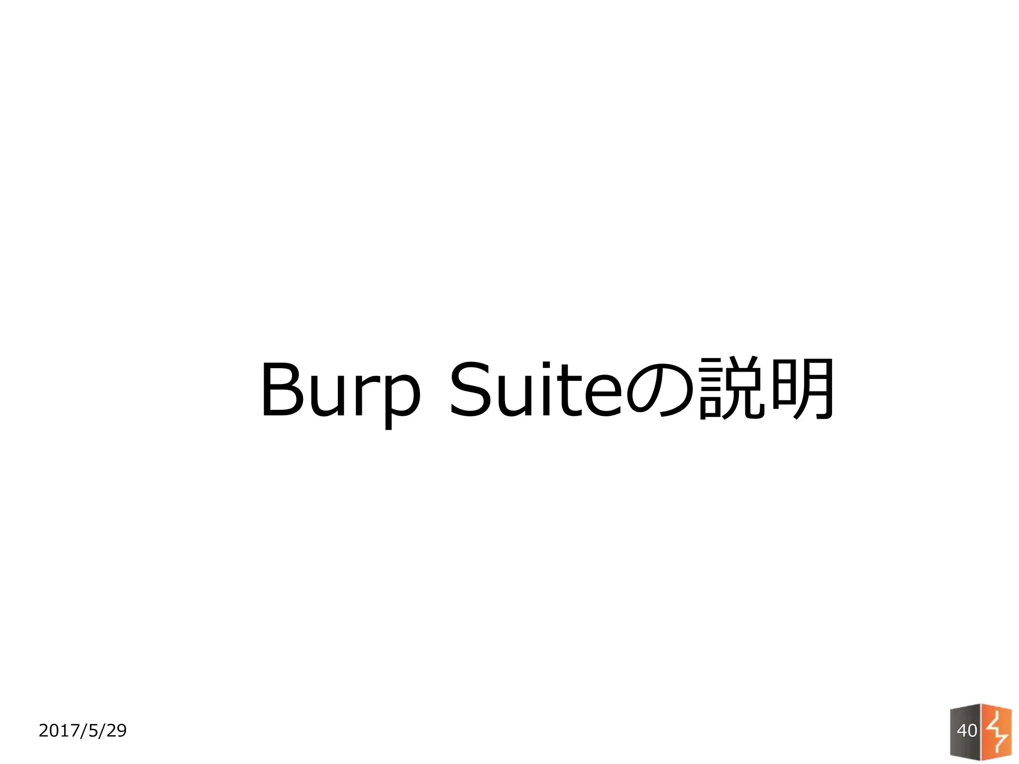 2017/5/29 40
Burp Suiteの説明
 