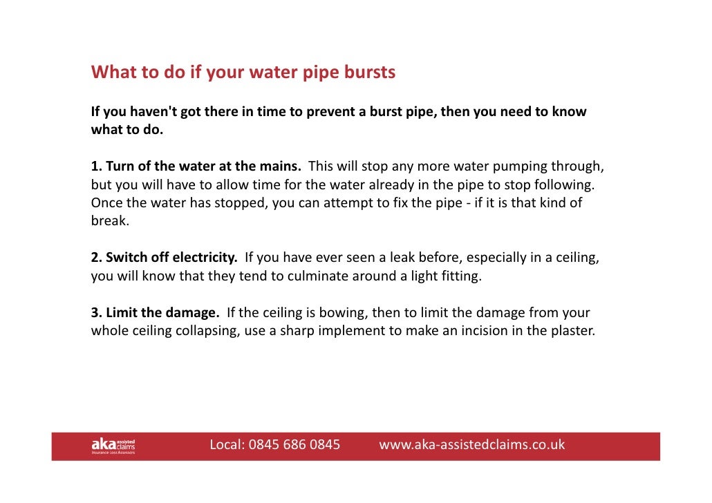 What should you do when your water pipe bursts?