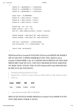 유니티에서 Burst Compiler+ThreadedJobs+SIMD 적용사례 | PDF
