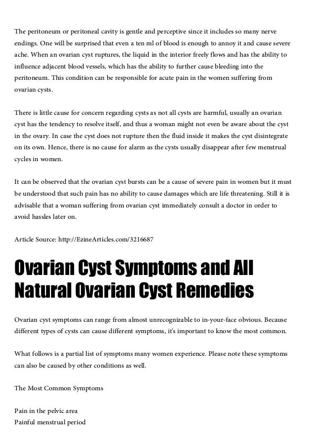 Bursting ovarian cysts, do you know what ensues when an ovarian cyst bursts