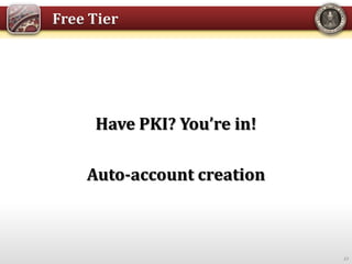 Have PKI? You’re in!
Auto-account creation
33
 