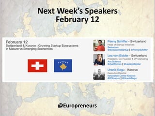 Week #3 Speakers
 