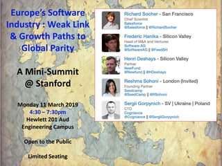 28 Jan 2019 Copyright Burton H Lee 2019 15
Europe’s Software
Industry : Weak Link
& Growth Paths to
Global Parity
A Mini-S...