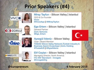 Prior Speakers (#4)
4 February 2019@Europreneurs Copyright Burton H Lee 2019 15
 
