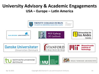 University	
  Advisory	
  &	
  Academic	
  Engagements	
  
USA	
  –	
  Europe	
  –	
  La/n	
  America	
  
Apr	
  16	
  201...