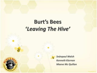 Burt’s Bees ‘Leaving The Hive’ Seánpaul Walsh		 Kenneth Kiernan		 MaeveMc Quillan	 