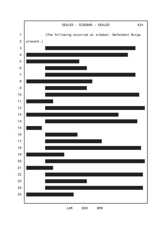 1
2
3
4
5
6
7
8
9
10
11
12
13
14
15
16
17
18
19
20
21
22
23
24
25
SEALED - SIDEBAR - SEALED
LAM OCR RPR
424
(The following occurred at sidebar; Defendant Burga
present.)
 
