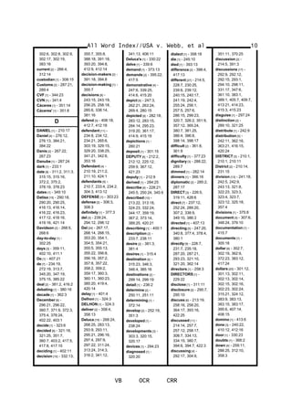 302:6, 302:8, 302:9,
302:17, 302:19,
383:16
current [2] - 266:4,
312:14
custodian [1] - 308:15
Customs [2] - 287:21,
289:4
CVF [1] - 344:23
CVN [1] - 341:4
Cáceres [1] - 351:14
Cáceres' [1] - 351:8
D
DANIEL [1] - 210:17
Daniel [4] - 276:12,
276:13, 384:21,
384:22
Danis [2] - 267:22,
267:23
Danube [1] - 287:24
dark [1] - 233:1
date [8] - 311:2, 311:3,
315:15, 315:16,
372:2, 375:2,
378:19, 378:23
dates [1] - 349:10
Datisa [15] - 290:18,
290:20, 290:25,
416:13, 416:14,
416:22, 416:23,
417:12, 418:16,
419:16, 421:14
Davidson [2] - 268:5,
268:6
day-to-day [1] -
302:25
days [3] - 359:11,
402:10, 411:1
De [1] - 407:21
de [7] - 234:19,
272:19, 313:7,
345:20, 347:19,
375:15, 385:22
deal [2] - 381:2, 416:2
debating [1] - 380:16
decade [1] - 362:3
December [9] -
296:21, 296:22,
360:7, 371:9, 372:3,
375:4, 378:24,
402:22, 403:1
decide [1] - 323:6
decided [8] - 321:18,
321:25, 351:7,
360:7, 403:2, 417:5,
417:8, 417:15
deciding [1] - 402:11
decision [10] - 332:13,
355:7, 355:8,
388:18, 391:18,
393:20, 394:8,
412:9, 412:14
decision-makers [2] -
391:18, 394:8
decision-making [1] -
355:7
decisions [8] -
243:15, 243:19,
256:25, 258:18,
285:6, 338:14,
381:16
defend [3] - 408:18,
412:7, 412:18
defendant [11] -
234:8, 234:12,
234:21, 265:6,
303:19, 329:15,
329:20, 338:25,
341:21, 342:6,
353:16
Defendant [4] -
210:19, 211:2,
211:10, 424:1
defendants [5] -
210:7, 233:4, 234:2,
304:3, 413:12
DEFENSE [1] - 303:23
defense [2] - 306:3,
308:3
definitely [1] - 377:3
del [3] - 239:24,
294:12, 298:12
Del [24] - 267:17,
268:14, 268:15,
353:20, 354:1,
354:5, 354:21,
355:5, 355:13,
355:22, 356:8,
356:16, 357:2,
357:8, 357:22,
358:2, 359:2,
359:17, 360:3,
360:11, 360:23,
385:20, 419:4,
420:14
delay [1] - 401:4
Delhon [1] - 324:3
DELHON [1] - 324:3
deliver [2] - 358:4,
358:13
Deluca [19] - 268:24,
268:25, 283:13,
293:9, 293:11,
295:21, 296:16,
297:4, 297:9,
297:22, 311:24,
313:24, 314:3,
316:2, 341:12,
341:13, 406:11
Deluca's [1] - 330:22
delve [1] - 339:6
demand [1] - 373:13
demands [2] - 395:22,
417:5
demonstrative [4] -
247:6, 339:25,
414:6, 415:20
depict [5] - 247:3,
262:21, 263:24,
269:4, 280:15
depicted [9] - 282:18,
283:12, 283:15,
284:14, 295:23,
319:20, 361:17,
414:9, 415:19
depictions [1] -
280:21
deposit [1] - 301:15
DEPUTY [6] - 212:2,
212:12, 225:12,
259:9, 367:12,
421:23
deputy [1] - 212:9
derived [1] - 284:25
describe [4] - 228:21,
245:5, 250:24, 345:9
described [10] -
213:22, 313:18,
324:23, 332:24,
344:17, 359:19,
367:2, 373:14,
389:25, 420:21
describing [1] - 400:1
description [2] -
233:7, 238:11
desire [2] - 381:3,
381:4
desires [1] - 315:4
destination [4] -
315:23, 346:3,
346:4, 385:16
destinations [2] -
299:14, 299:19
detail [1] - 236:2
determine [2] -
250:11, 251:11
determining [1] -
372:14
develop [2] - 252:19,
351:3
developed [1] -
238:24
developments [3] -
303:3, 320:15,
320:17
devices [1] - 294:23
diagnosed [1] -
320:20
dialect [1] - 358:18
die [1] - 245:10
died [1] - 393:13
difference [2] - 398:4,
417:13
different [27] - 214:5,
228:7, 230:25,
239:6, 239:12,
240:15, 240:17,
241:19, 242:4,
255:24, 256:1,
257:5, 257:6,
286:15, 299:23,
320:7, 326:2, 351:9,
357:12, 365:24,
380:7, 381:25,
386:4, 396:8,
398:14, 398:17
difficult [2] - 361:8,
361:9
difficulty [1] - 377:23
dignitary [3] - 288:22,
289:7
dimmed [1] - 282:14
dinners [1] - 366:16
diplomatic [2] - 285:2,
287:17
DIRECT [3] - 226:5,
319:11, 428:6
direct [7] - 237:12,
252:24, 289:20,
307:2, 338:9,
349:10, 386:3
directed [1] - 407:13
directing [5] - 247:20,
340:8, 377:4, 378:4,
380:1
directly [9] - 228:7,
231:7, 235:18,
287:20, 287:21,
293:23, 321:10,
321:20, 362:14
directors [1] - 258:3
DIRECTORS [1] -
229:22
disclose [1] - 311:11
disclosure [2] - 295:7,
295:10
discuss [6] - 213:19,
258:16, 258:20,
364:17, 393:16,
422:25
discussed [11] -
214:14, 257:7,
257:12, 258:17,
308:7, 334:13,
334:15, 380:7,
394:6, 394:7, 422:3
discussing [4] -
292:17, 304:9,
All Word Index//USA v. Webb, et al
VB OCR CRR
10
351:11, 370:25
discussion [2] -
214:5, 391:3
discussions [17] -
292:9, 292:12,
292:15, 293:1,
294:10, 298:11,
331:17, 347:6,
361:10, 383:1,
389:1, 405:7, 409:7,
413:21, 414:23,
415:3, 415:23
disguise [1] - 297:24
distinction [2] -
289:10, 321:25
distribute [1] - 242:9
distribution [5] -
242:11, 362:16,
363:21, 416:15,
420:24
DISTRICT [3] - 210:1,
210:1, 210:11
District [2] - 210:14,
231:15
division [13] - 241:18,
242:5, 242:9,
243:13, 321:8,
322:23, 323:3,
323:4, 323:7,
323:12, 325:18,
357:4
divisions [1] - 375:8
document [3] - 307:6,
348:24, 379:10
documentation [1] -
415:7
documents [1] -
305:18
dollar [6] - 302:7,
302:19, 362:9,
372:23, 383:12,
417:24
dollars [20] - 301:12,
301:13, 302:11,
302:13, 302:14,
302:15, 302:16,
302:23, 302:24,
315:21, 324:12,
383:9, 383:13,
383:15, 383:17,
395:6, 407:14,
408:15
domino [1] - 413:6
done [3] - 240:22,
410:12, 412:16
door [1] - 330:23
doubts [1] - 366:2
down [4] - 259:11,
288:25, 312:10,
358:3
 