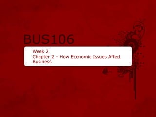 Week 2
Chapter 2 – How Economic Issues Affect
Business
 