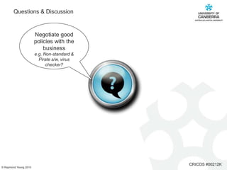 Browsers,Other HintsCIO Wisdom (2004) pp161KISS, link to business cultureStay in touch with industry direction and incorporate into plansProjects – have architectural reviews early in lifecycle, and update with new informationFollow StandardsZachman Framework (1980)Set goals 6-18 months aheadMigration plan for non-compliant systemsKeep decisions within each layer (otherwise cannot easily upgrade over time)