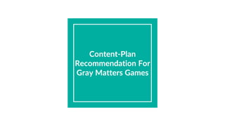 Content-Plan
Recommendation For
Gray Matters Games
 