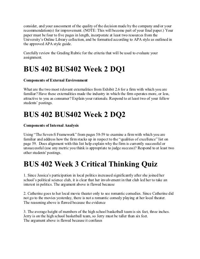 Bus 402 Bus402 Entire Course Ashford University New Course