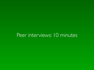 Peer interviews: 10 minutes
 