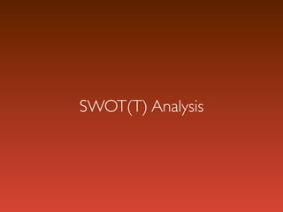 SWOT(T) Analysis
 