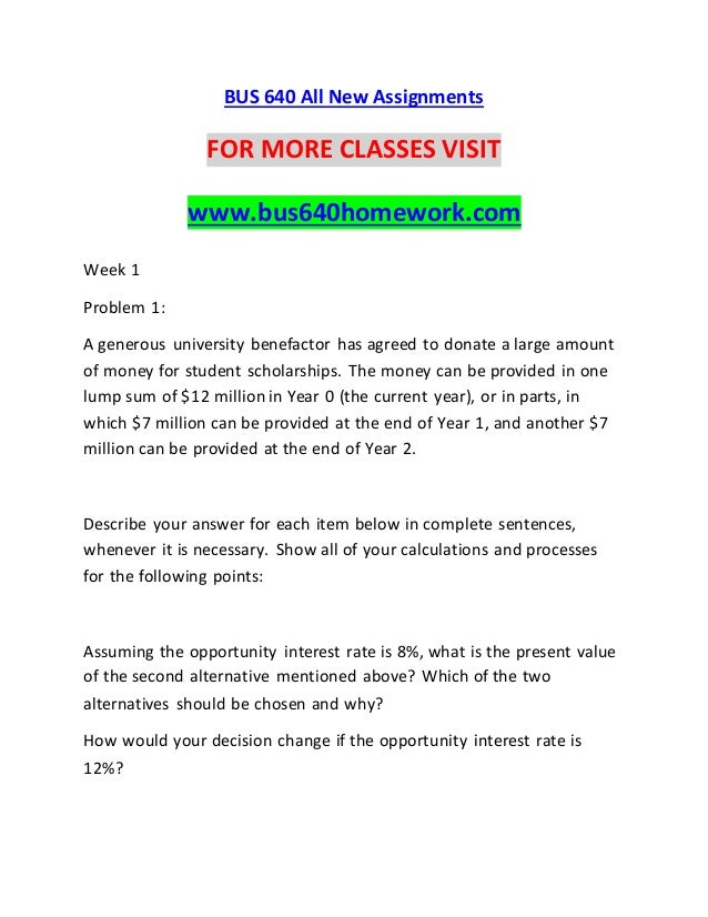 My money week homework