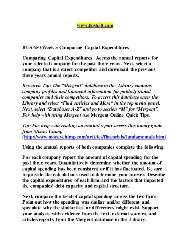 Comparing Capital Expenditures