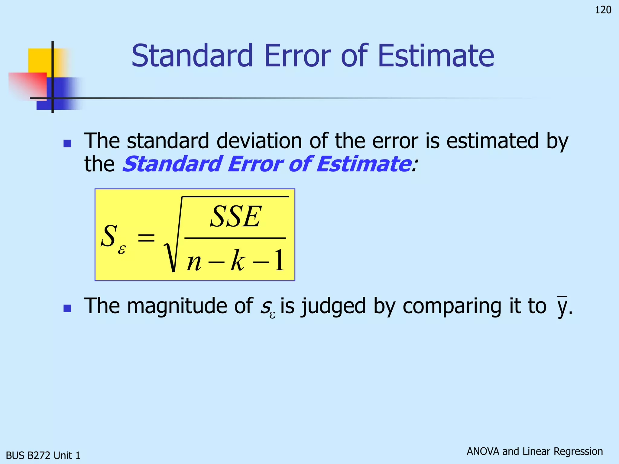 BUS B272 Unit 1Estimating the Coefficients andAssessing the ModelThe procedure used to perform multiple regression analysis:Obtain the model coefficients and statistics using a statistical software.