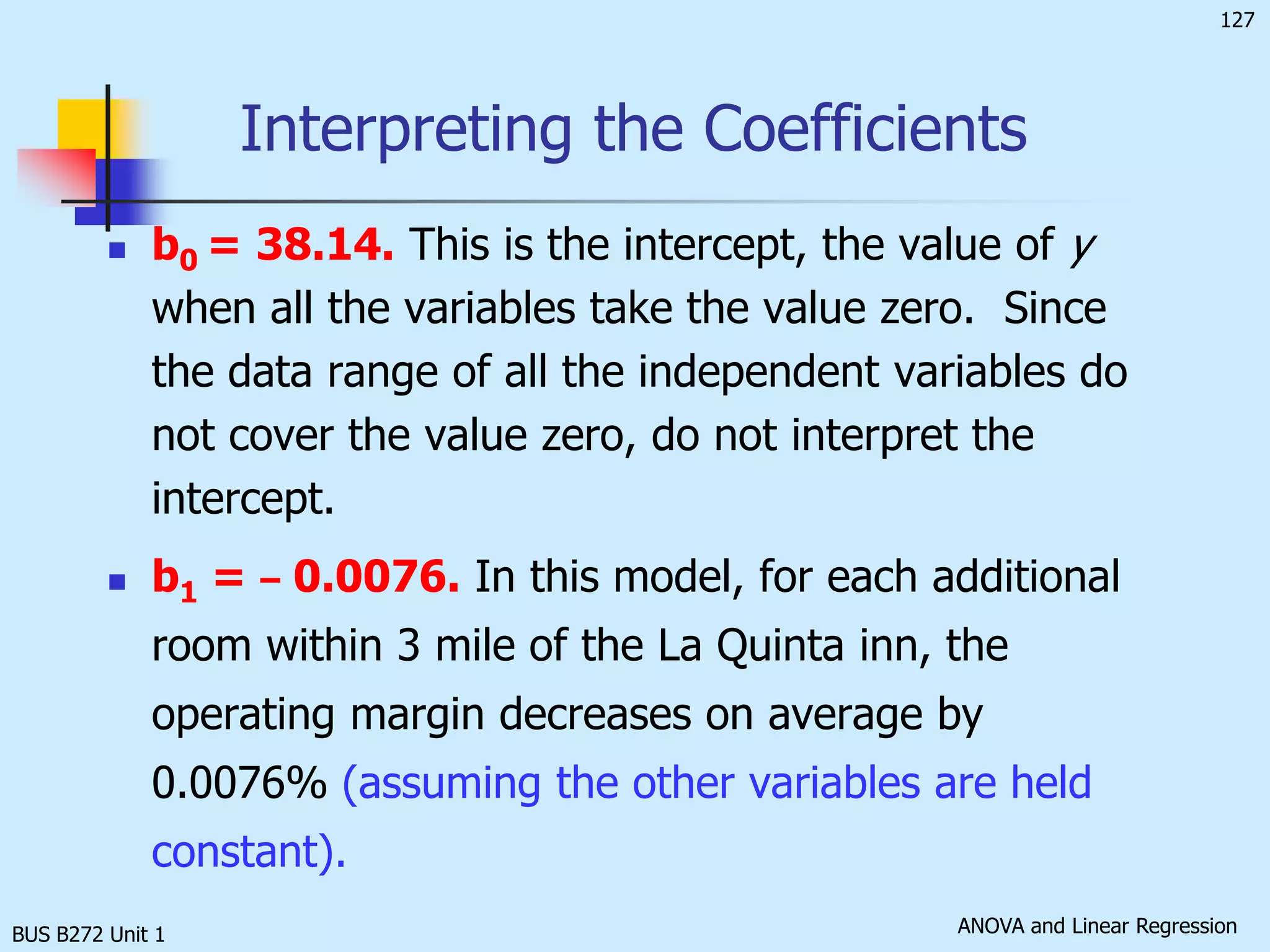 BUS B272 Unit 1Standard Error of EstimateThe standard deviation of the error is estimated by the Standard Error of Estimate:The magnitude of seis judged by comparing it to 