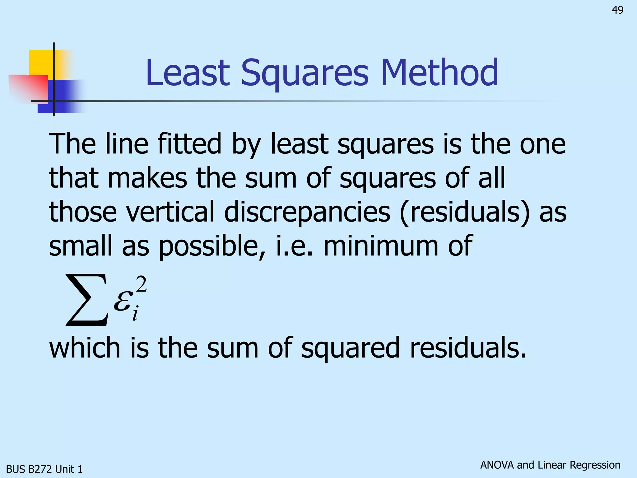 BUS B272 Unit 1Linear RelationshipWe wish to study whether there is any association between two quantitative variables, sayX and YIf ‘Y tends to increase as X increases’ If ‘Y tends to decrease as X increases’	If the corresponding magnitude of increase or decrease follows a specific proportion, the relationship identified is said to be a linear one.–  apositive relationship–  anegative relationship