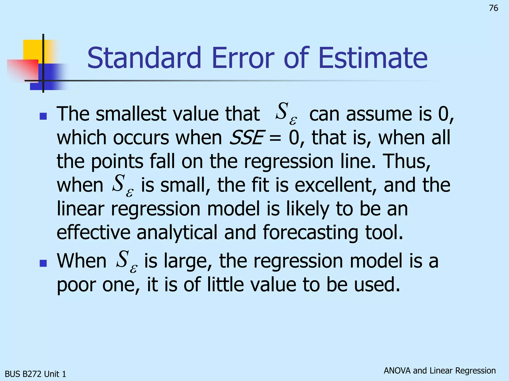 BUS B272 Unit 1Total Sample VariabilityUnexplained Variability=Explained Variability+Measure of Variation: The Sum of SquaresSS(Total)         =SSR            +           SSE