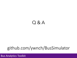 Bus Analytics Toolkit Demo | PDF