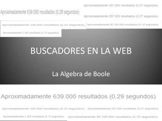 BUSCADORES EN LA WEB

    La Algebra de Boole
 