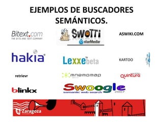 EJEMPLOS DE BUSCADORES
                SEMÁNTICOS.
                             ASWIKI.COM




                             KARTOO


retrievr
 