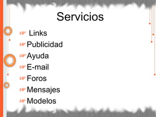 ☞ Links
☞Publicidad
☞Ayuda
☞E-mail
☞Foros
☞Mensajes
☞Modelos
Servicios
 