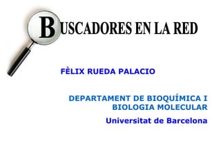 FÈLIX RUEDA PALACIO DEPARTAMENT DE BIOQUÍMICA I BIOLOGIA MOLECULAR Universitat de Barcelona B USCADORES EN LA RED 