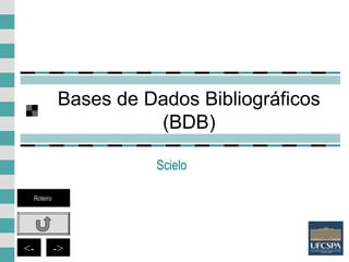12
Bases de Dados Bibliográficos
(BDB)
Scielo
<- ->
Roteiro
 