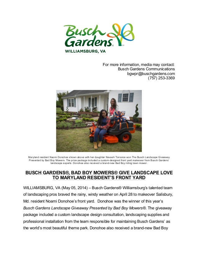 Busch Gardens Landscape Installation Press Release