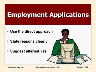 Employment Applications Use the direct approach State reasons clearly Suggest alternatives 