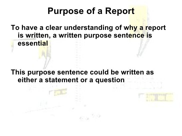 what is the purpose of a report essay