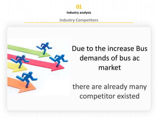 Industry analysis
Due to the increase Bus
demands of bus ac
market
 