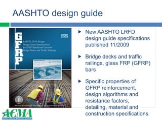 Aashto Railing Deflections Fiber Reinforced Polymer (Frp) Composites Rebar | PPTX