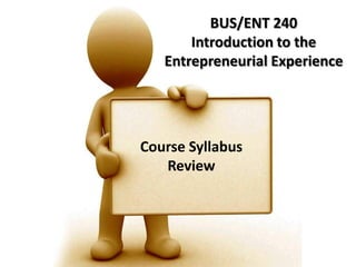 BUS/ENT 240Introduction to the Entrepreneurial Experience Course Syllabus Review 