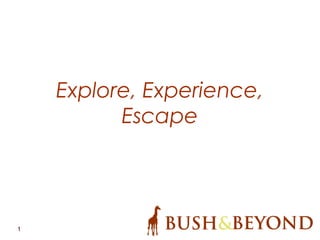 1
Explore, Experience,
Escape
 
