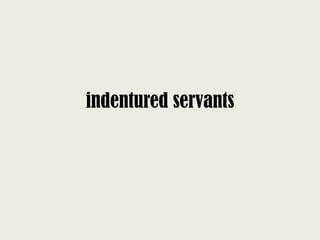 indentured servants
 