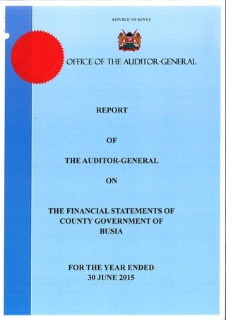 Busia County Audit Report 2014/15
