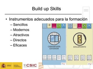 Build up Skills
• Instrumentos adecuados para la formación
– Sencillos
– Modernos
– Atractivos
– Directos
– Eficaces
 