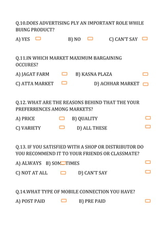 Businese research project on mobile shops