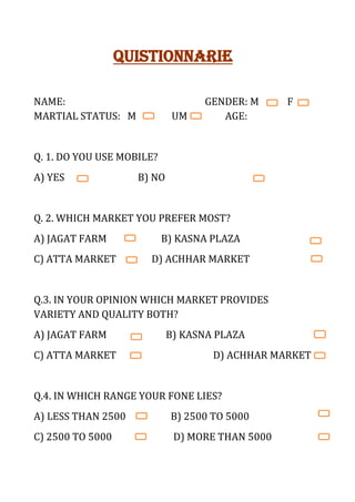 Businese research project on mobile shops