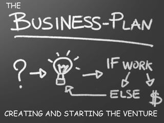 THE CREATING AND STARTING THE VENTURE 