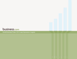 Small Business Pulse: 2013 Lead Generation Insights
 