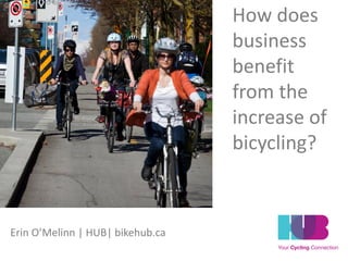 Erin O’Melinn | HUB| bikehub.ca
How does
business
benefit
from the
increase of
bicycling?
 